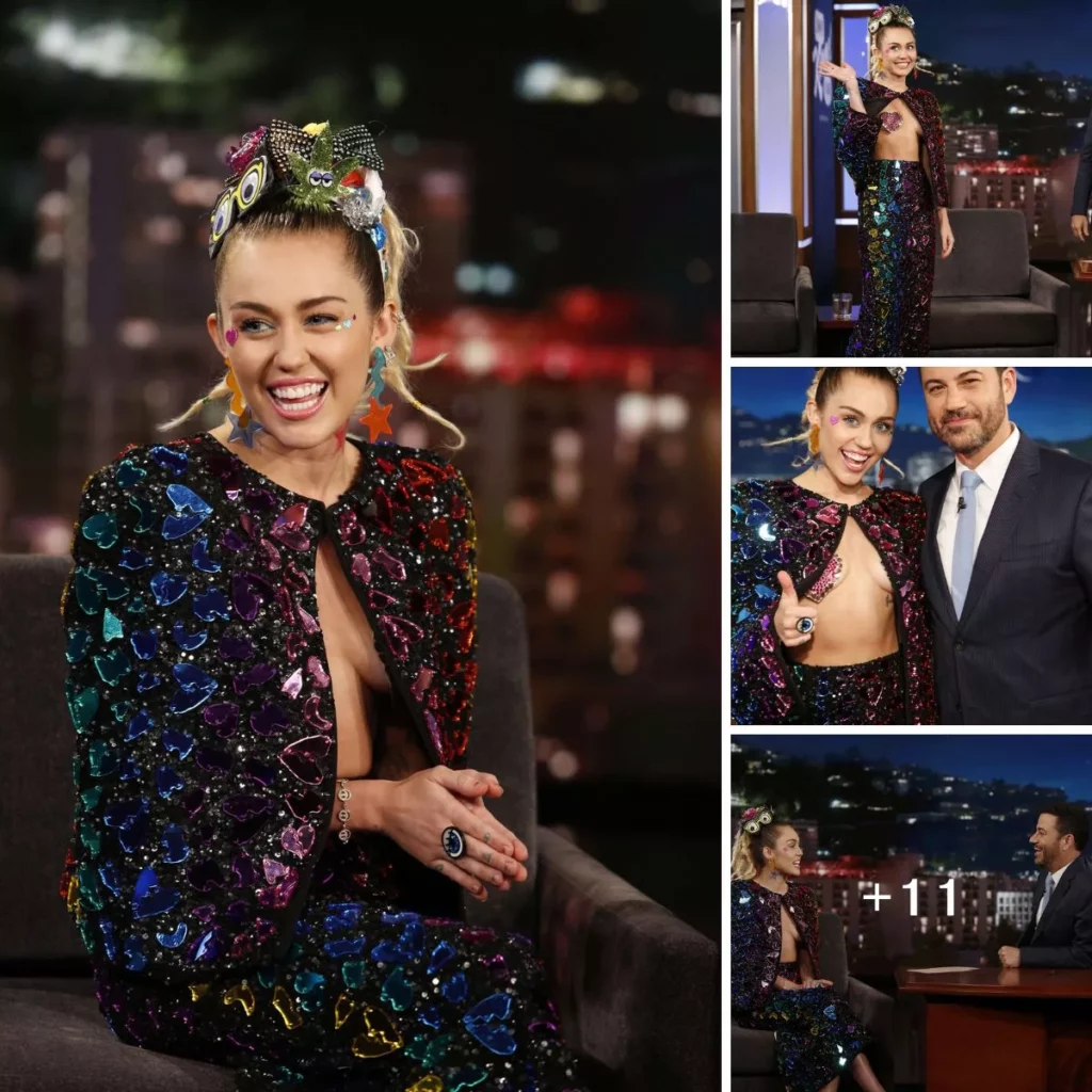 “Glowing in the Spotlight: Miley Cyrus Steals the Show on ‘Jimmy Kimmel Live’ in the Glamorous World of Hollywood”